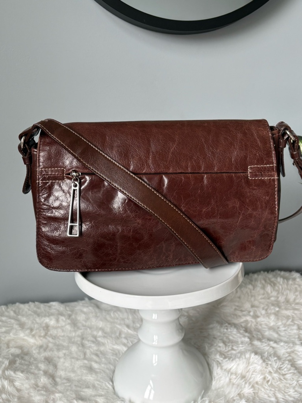 🤎 Vintage Aurielle Brown Leather Shoulder Organizer Bag